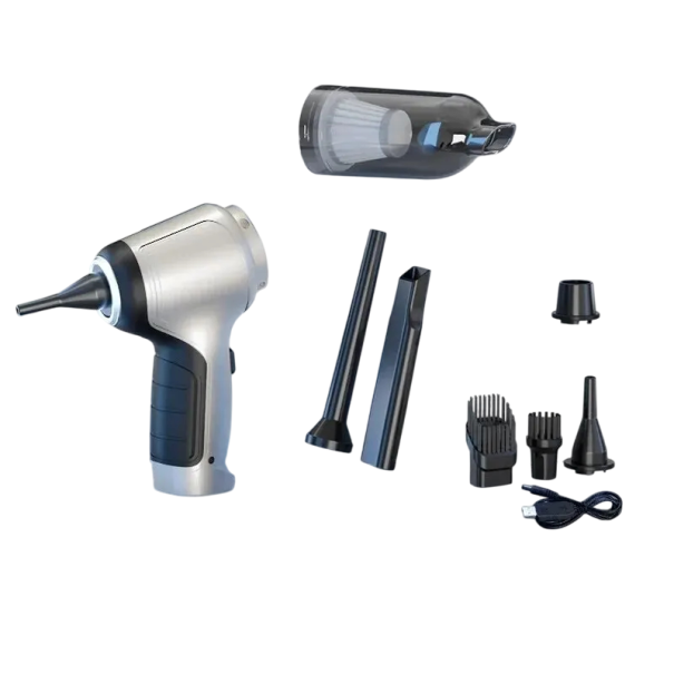 Cordless Handheld Vacuum Cleaner 120W 15000Pa 2×2000mAh USB Charging Quiet 52dB Portable Cleaner for Car and Home with 6 Accessories Silver 1