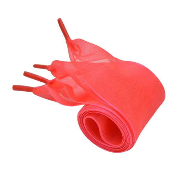 Cordones de gasa transparentes de 100 x 4 cm con efecto seda, anchos y lazos grandes, elegantes, para zapatillas deportivas y zapatos bajos. sandía roja