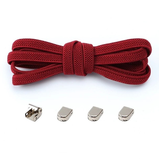 Cordones elásticos 105 x 0,7 cm Sin atar Para niños y adultos Talla única Hebilla metálica De colocación rápida Estilo deportivo borgoña