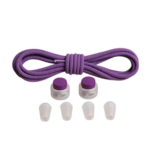 Cordones elásticos sin atar de 100 cm, redondos, con hebilla de resorte, para calzado deportivo infantil, cómodos. morado