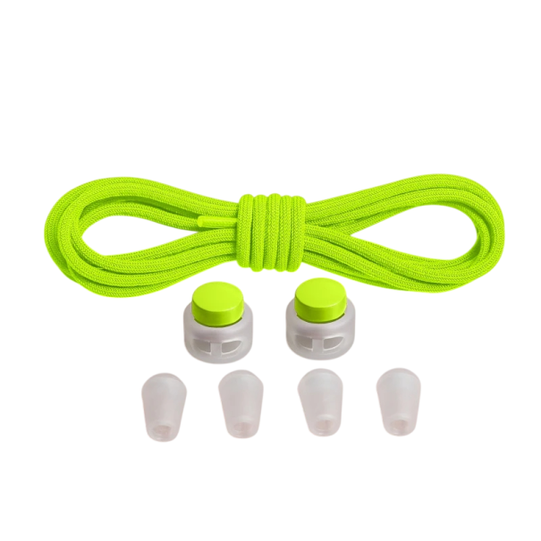 Cordones elásticos sin atar de 100 cm, redondos, con hebilla de resorte, para calzado deportivo infantil, cómodos. verde neón