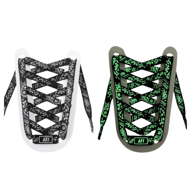 Cordones luminosos estampados de 120 cm. Efectos de luz coloridos. Zapatos luminosos con estilo. Accesorio de fiesta. Cordones de moda para niños y adultos. negro