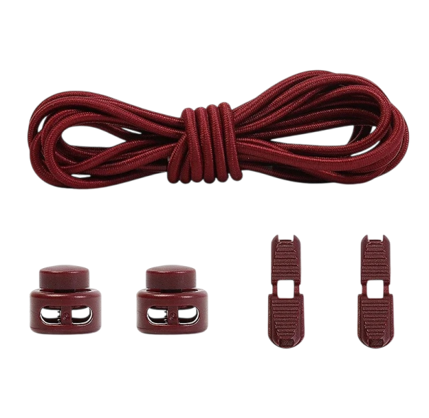 Cordones redondos sin atar 100 cm Cordones elásticos con hebilla de plástico 2 clips y botones Cordones deportivos cómodos borgoña