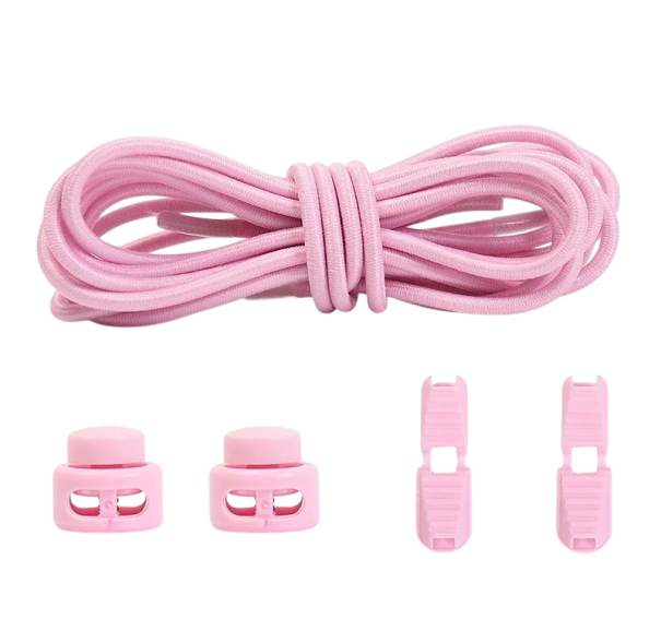 Cordones redondos sin atar 100 cm Cordones elásticos con hebilla de plástico 2 clips y botones Cordones deportivos cómodos rosa claro