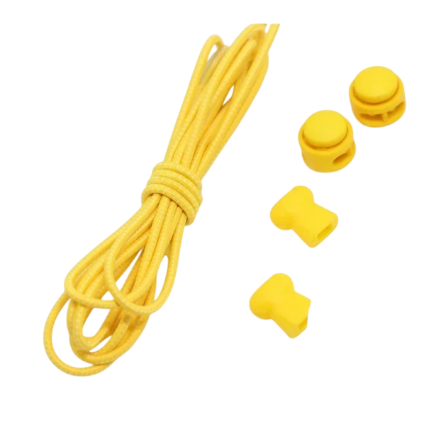 Cordonetes elásticos redondos 100 cm 1 par Ancho 0,3 cm Sin atar Sistema de bloqueo Cuerda elástica resistente con clip de calidad amarillo
