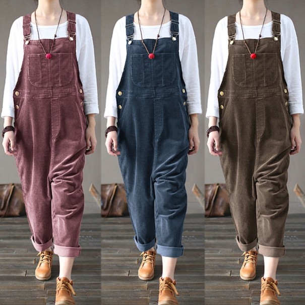 Corduroy broek voor dames met bretels