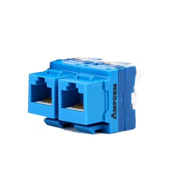 Corner Connector CAT 6 RJ45 Female 2 pcs blue