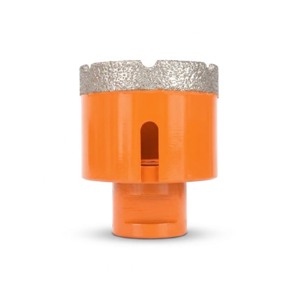 Coroa de perfuração diamante 50 mm com rosca M14 para rebarbadora Vácuo soldada diamante Laranja Perfuração a seco em pavimentos e mármore 1