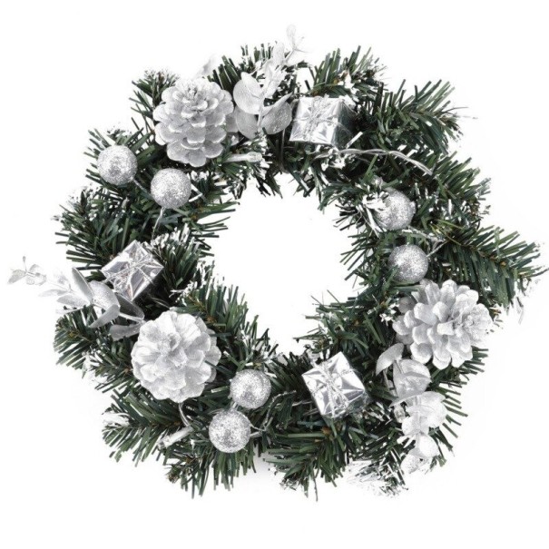 Coroană artificială de advent LED argint 25 cm