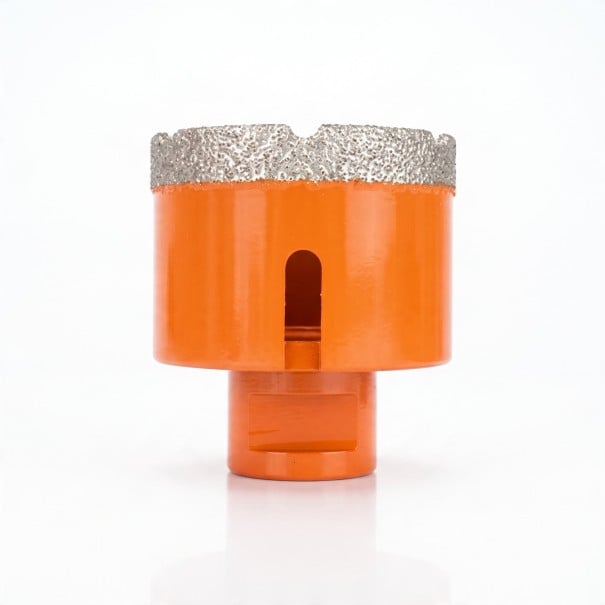 Corona di perforazione diamantata 55 mm con filettatura M14 per smerigliatrice angolare Diamante saldato a vuoto Arancione Perforazione a secco 1