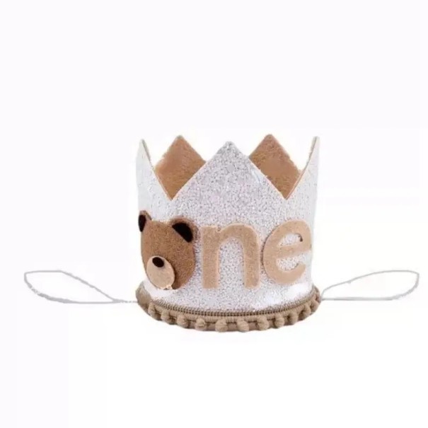 Coronă din material textil pentru copii cu ursuleț Gumițe pentru urechi Coronă de aniversare pentru copii Accesoriu de petrecere pentru aniversări și fotografii 1