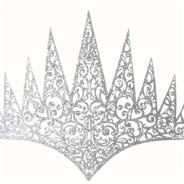 Coroncina alta per capelli 20 x 22 cm Decorazione per capelli festosa e vistosa Cerchietto decorativo elegante accessorio di lusso per acconciature argento