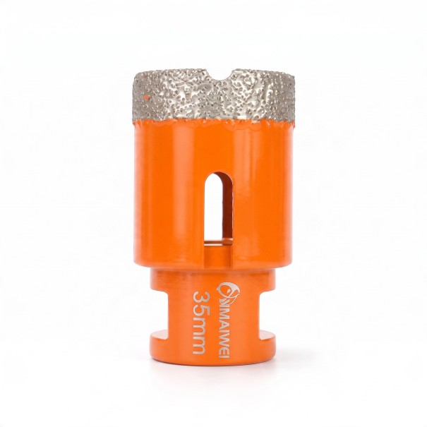 Coroncina diamantata 35 mm con filettatura M14 per smerigliatrice angolare Diamante saldato a vuoto Arancione Foratura a secco per piastrelle e marmo 1