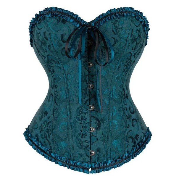 Corpetto da donna Chiusura frontale Arricciature e fiocco Dettagli decorativi Poliestere Spandex Top elegante modellante turchese M