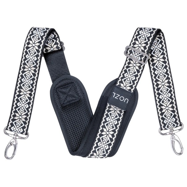 Correa ajustable para bolso 150 cm Estampado geométrico en blanco y negro Correa de hombro textil ancha Parte acolchada Cierre de mosquetón 1