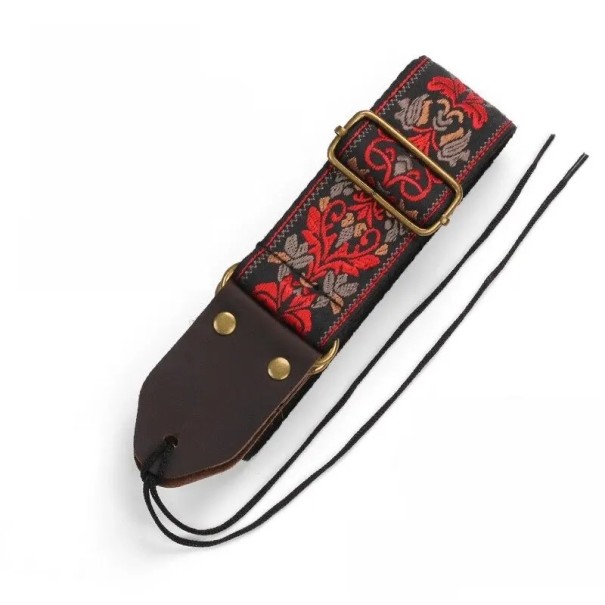 Correa de guitarra ajustable bordada con hebillas de metal Correa de hombro duradera y cómoda para guitarras acústicas y eléctricas Diseño estiloso negro