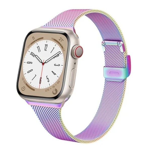 Correa milanesa de 42 mm para Apple Watch Series 10 y 11 Correa de metal con hebilla fija para ajustar y asegurar Diseño elegante de acero tejido multicolor