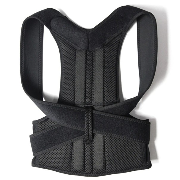 Corrector de postura ajustable Cinturón de espalda y hombros transpirable Ayuda para una postura correcta de la columna Ortesis cómoda para uso diario negro XS