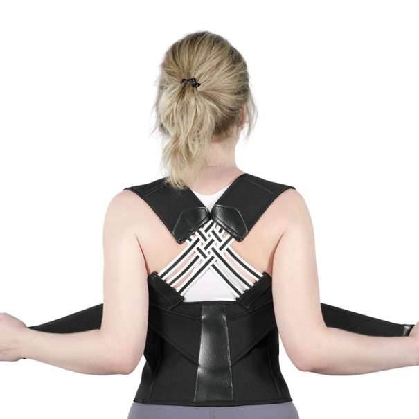 Corrector de postura para mujeres y hombres, soporte ajustable para espalda y hombros, enderezador de espalda, cómodo cinturón antiencorvamiento, corrección postural. negro XL