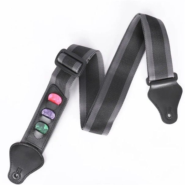 Correia ajustável para guitarra com suporte para 3 palhetas Correia de ombro confortável para guitarras acústicas e elétricas Material resistente 1