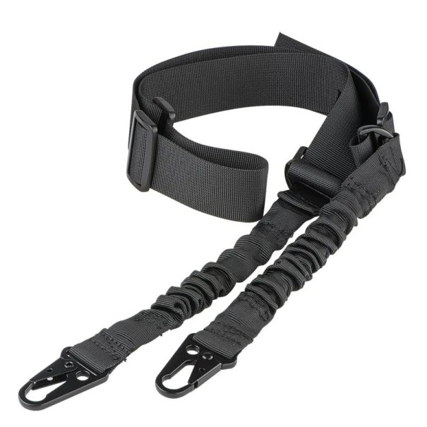 Correia de duas pontas para espingarda com ajuste de comprimento Correia para espingarda com gancho de metal Correias táticas preto