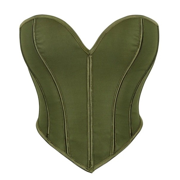 Corset damă fără bretele Uni Decolteu în V Șnur în spate Poliester Elegant top ajustat verde L
