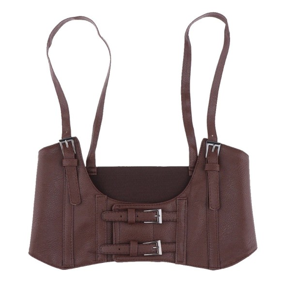 Corset de piele pentru femei maro inchis