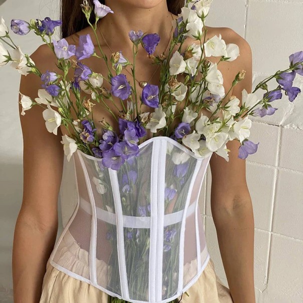 Corset de plasa pentru femei alb L