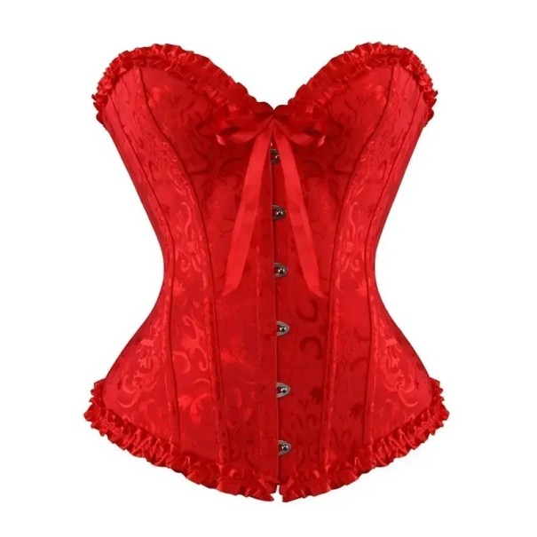 Corset Femme Polyester Spandex Fermeture à l'avant Fronces et nœud Détails décoratifs Haut élégant sculptant la silhouette rouge M