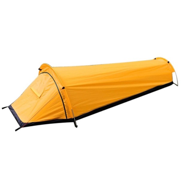 Cort de drumeție ușor și impermeabil 220x50x90 cm pentru o persoană, adăpost de camping cu spațiu pentru sac de dormit, cort de exterior fabricat din poliester galben