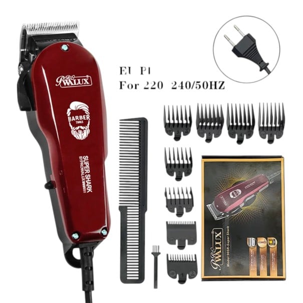 Cortadora de cabello profesional con 8 peines ajustables de 1,5 a 19 mm Tamaño 18 x 4,5 cm Cable de 2 m Rojo Para hombres en barbería doméstica 1
