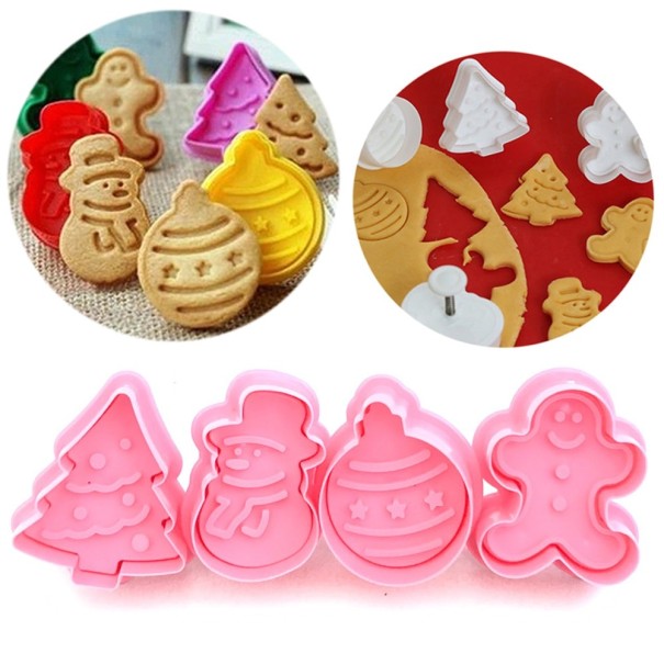 Cortadores de galletas de plástico para Navidad - 4 piezas 1