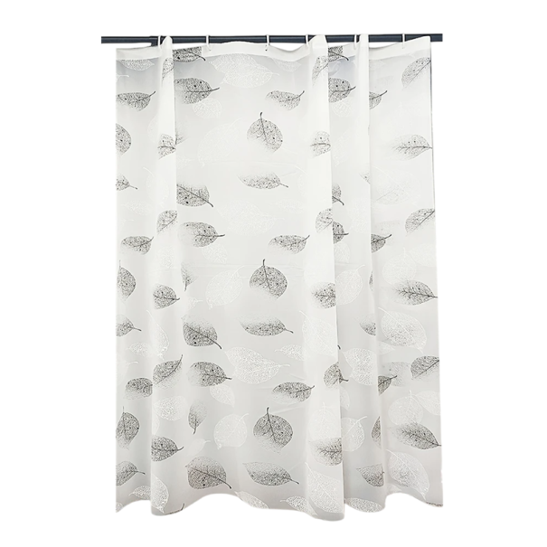 Cortina de ducha 180x180 cm Diseño de hojas Cortina de baño impermeable contra el moho Superficie ultra lisa Ganchos y ojales de acero inoxidable 1