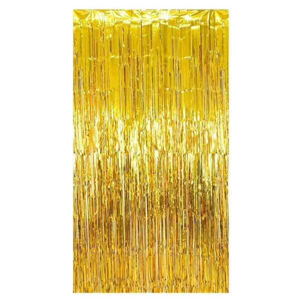 Cortina de fiesta con flecos 2 uds. dorado