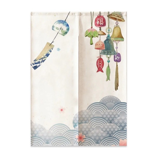 Cortina de porta japonesa com motivo decorativo 100×200 cm cortina leve de poliéster para separação de espaços e passagem 1