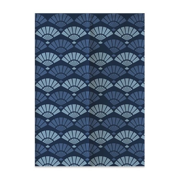 Cortina de porta japonesa com padrão de leques 80×150 cm poliéster decoração azul cortina de porta para separação de espaços no interior 1