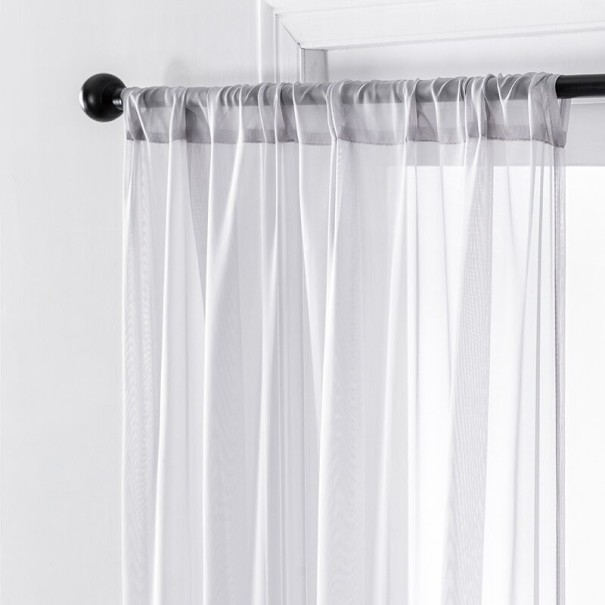 Cortina de voile con ojales gris claro 100 cm x 270 cm