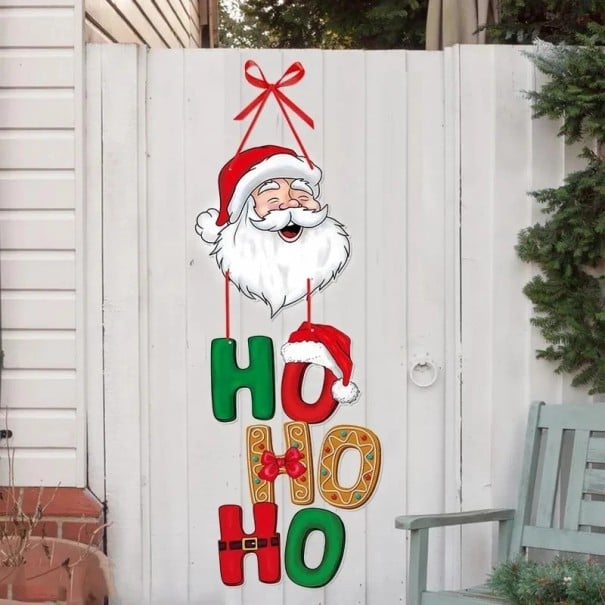 Cortină pentru ușă 25,5 x 39,7 x 26,1 cm Decorațiune de Crăciun cu motivul lui Moș Crăciun Ornament suspendat pentru ușile de intrare Decorațiune 1
