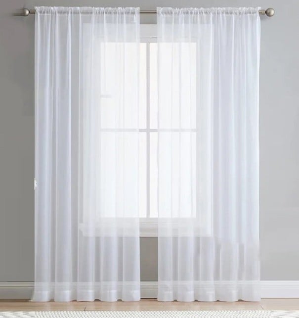 Cortinas blancas transparentes con cinta fruncida para colgar Cortinas de voile blanco Cortinas vaporosas de alta calidad Cortinas de tul modernas 140 1