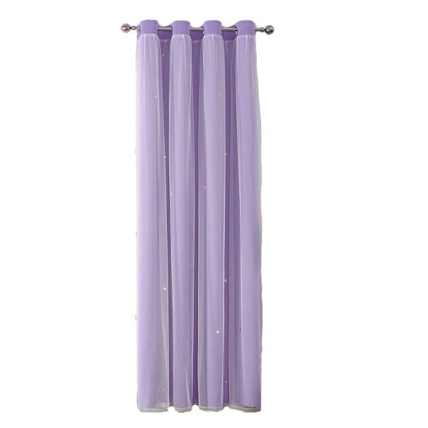 Cortinas infantiles de doble capa con estrellas Cortinas opacas con cortinas translúcidas para la habitación infantil Cortinas para niñas morado