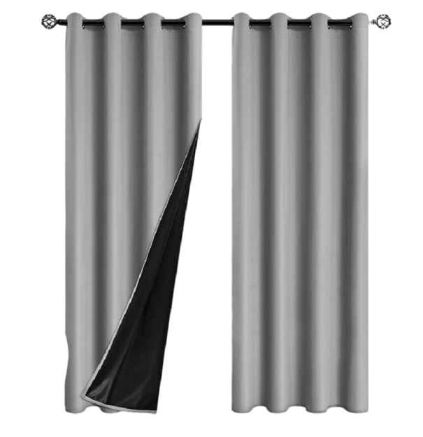 Cortinas opacas para dormitorio y sala de estar, cortinas térmicas aislantes, cortinas de sombra completa con ojales, cortinas que bloquean la luz y el ruido, 132 x 241 cm gris