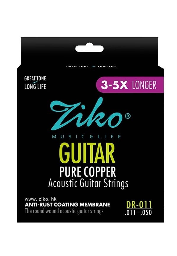 Corzi pentru chitară acustică DR-011 Miez hexagonal din cupru pur cu strat anticoroziv Ton clar Durată lungă de viață Acordare stabilă 1