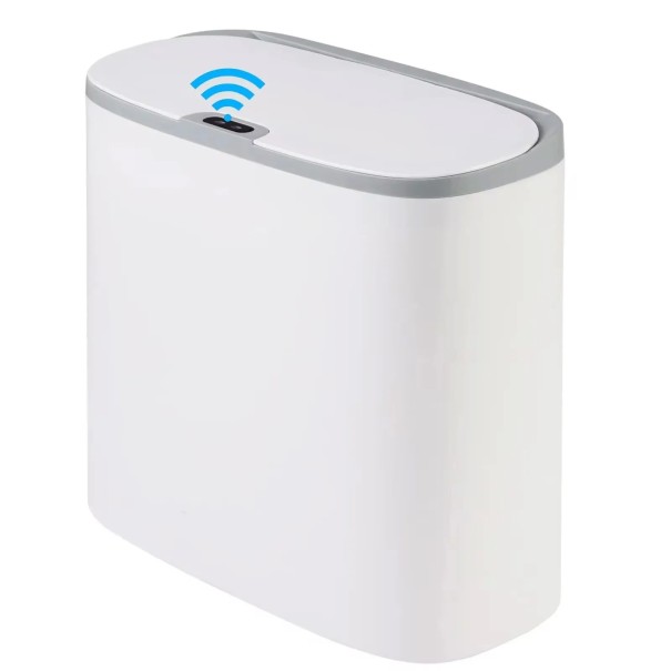 Coș de gunoi fără contact IPX5 rezistent la apă 13 l alb design slim coș pentru baie bucătărie birou acasă 1