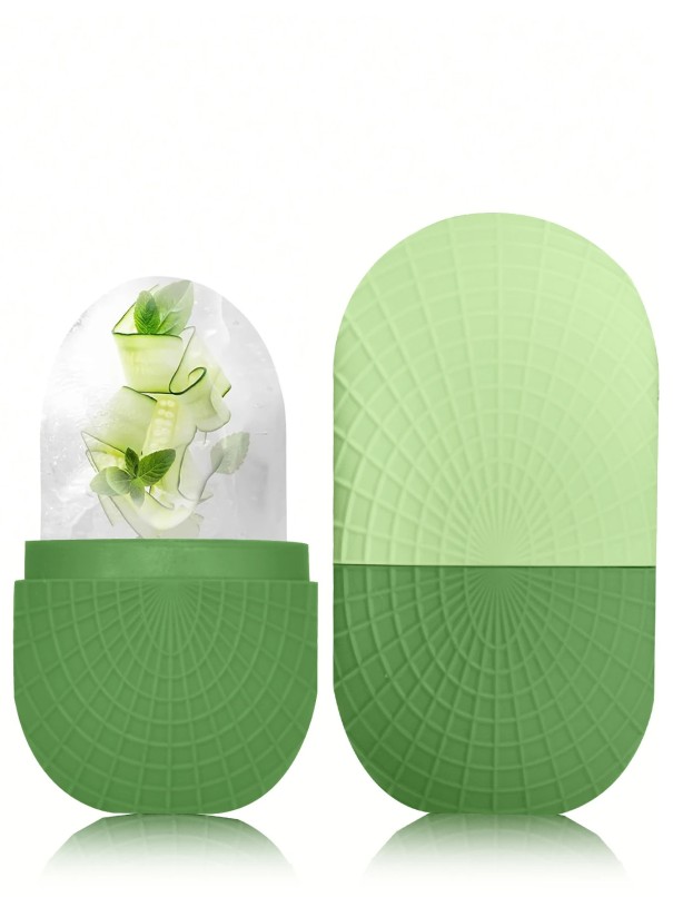 Cosmetic Ice Capsule Made of Soft Silicone for Refreshing the Face and Soothing the Skin Suitable for Herbal and Natural Extracts green