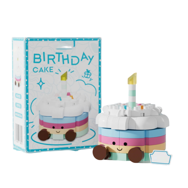 Costruzione torta di compleanno 4 x 4,15 x 4,55 cm Mini torta con candela Base rotonda Parte superiore liscia Faccia carina modello decorativo colorato