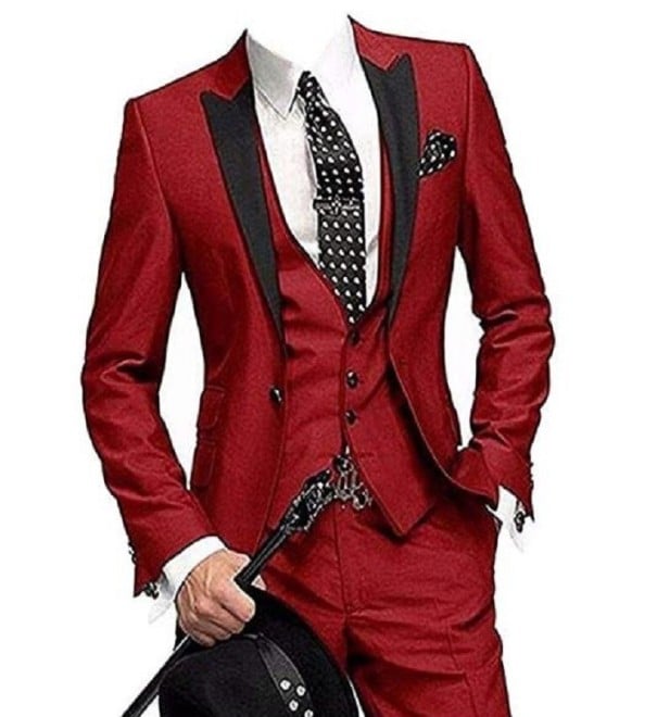 Costum bărbați F335 roșu închis XL