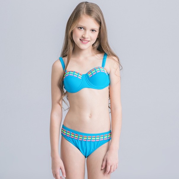 Costum de baie din două piese pentru fete - Albastru 12