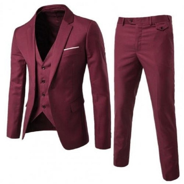Costum de lux pentru bărbați burgundy S