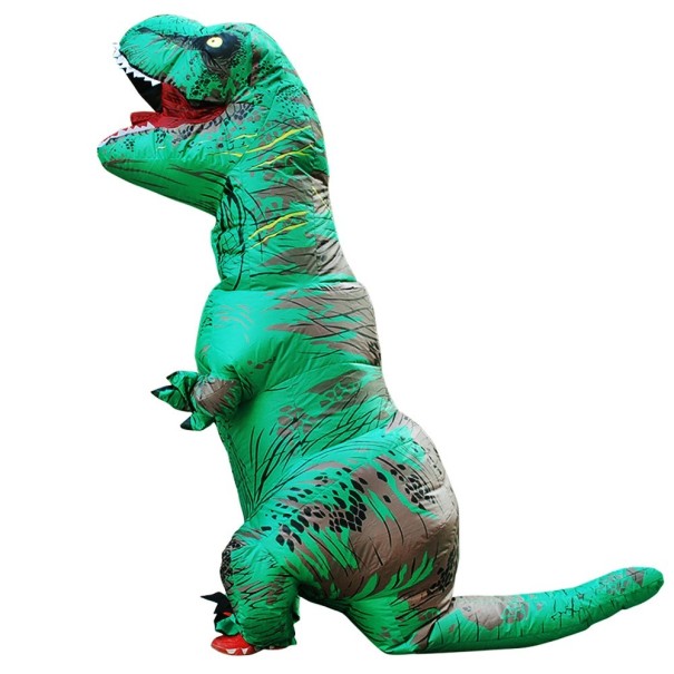 Costum gonflabil T-Rex pentru adulti verde