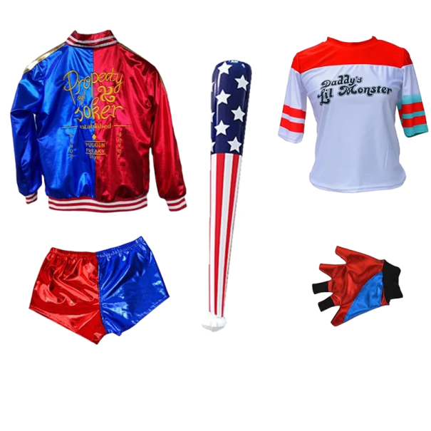 Costum Harley Quinn Fete Cosplay Harley Quinn cu Bata de Baseball Costum Carnaval pentru Fete Costum de Halloween 10